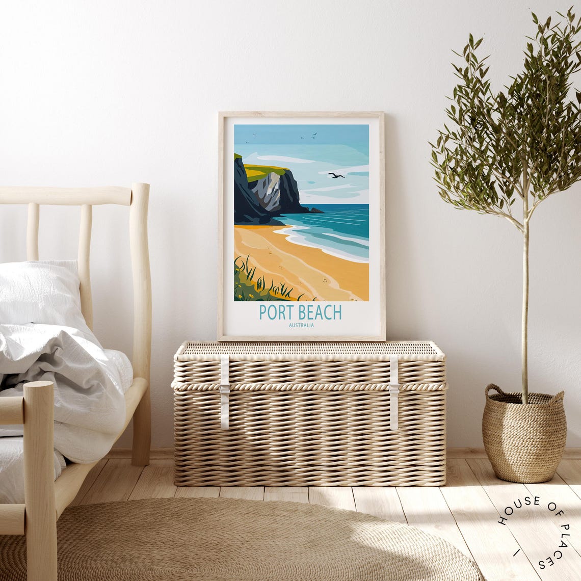 Port Beach Australia Scenic Golden Sand Rocky Cliffs Seaside Poster - Image 2
