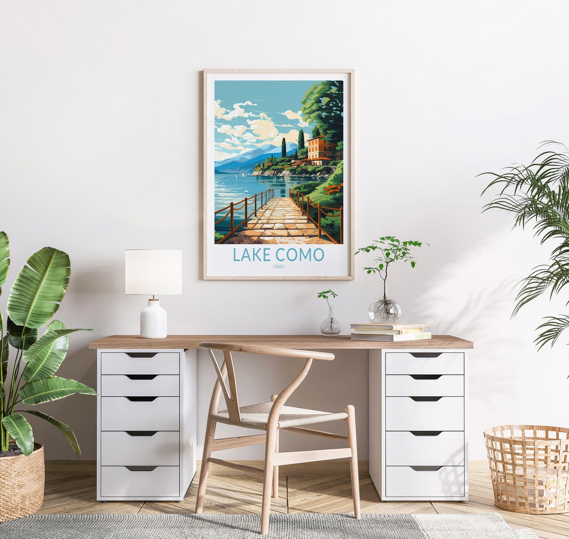 Lake Como Italy Print Wall Art Lake Como Italy Travel Poster Italy Wall Art Traveler Wall Decor Traveler Gift Travel Poster Italy Art - Image 2