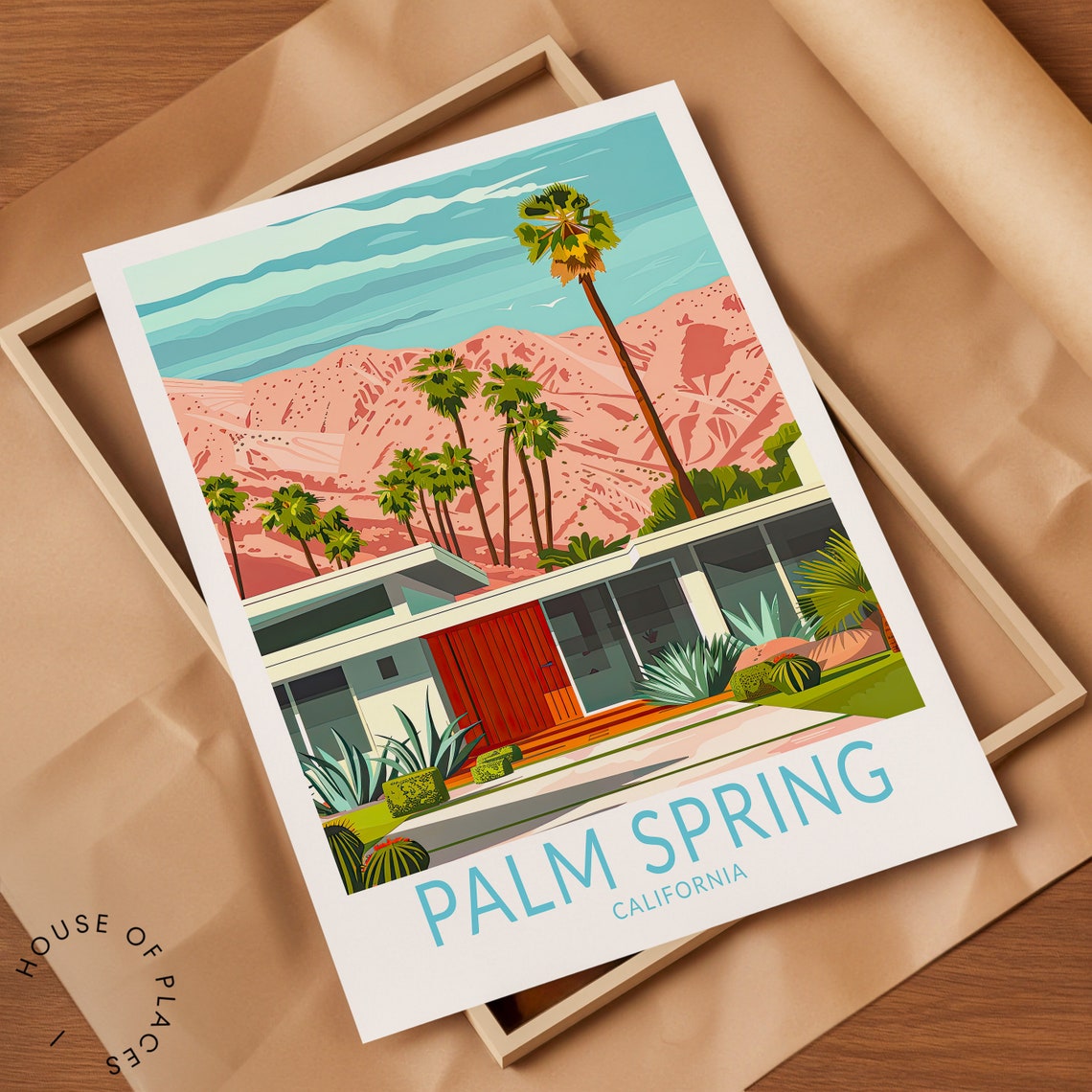 Palm Spring California Mid Century Modern House Desert Poster - Image 2