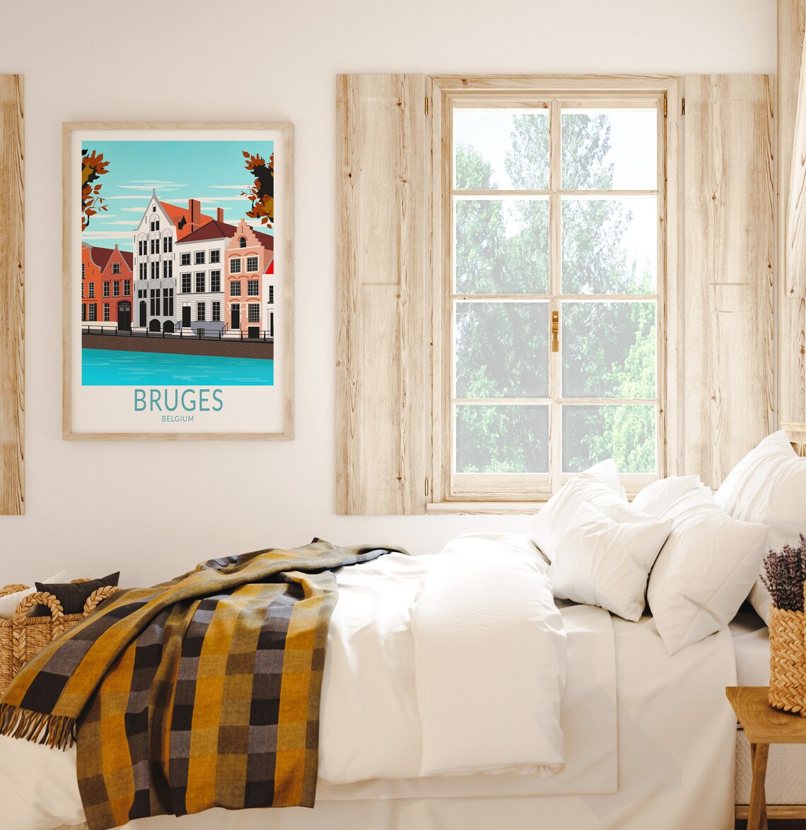Bruges Belgium Canal Row Historic Gabled Houses Travel Poster - Image 2