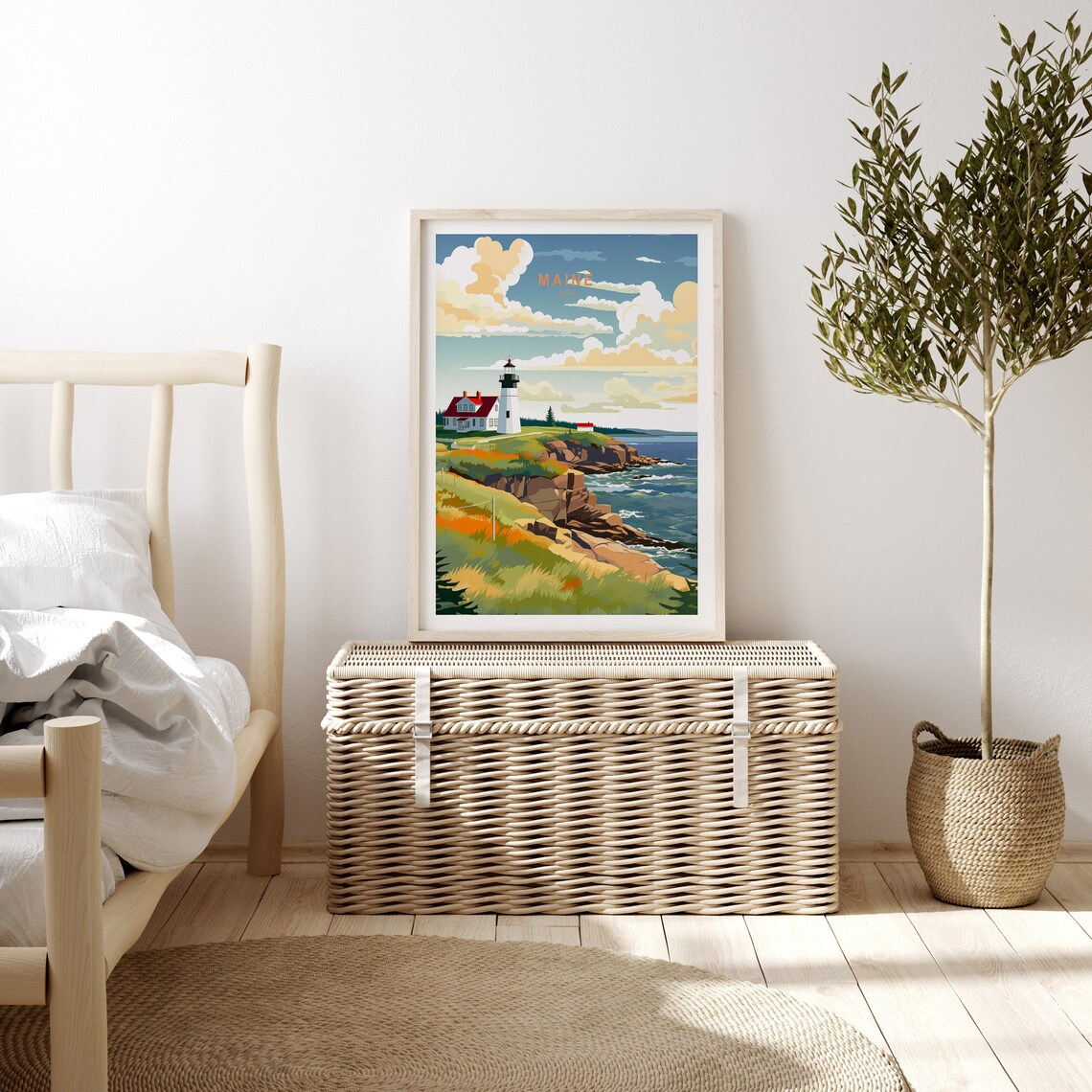 Maine Coastal Travel Poster, Maine State Art Print - Image 3