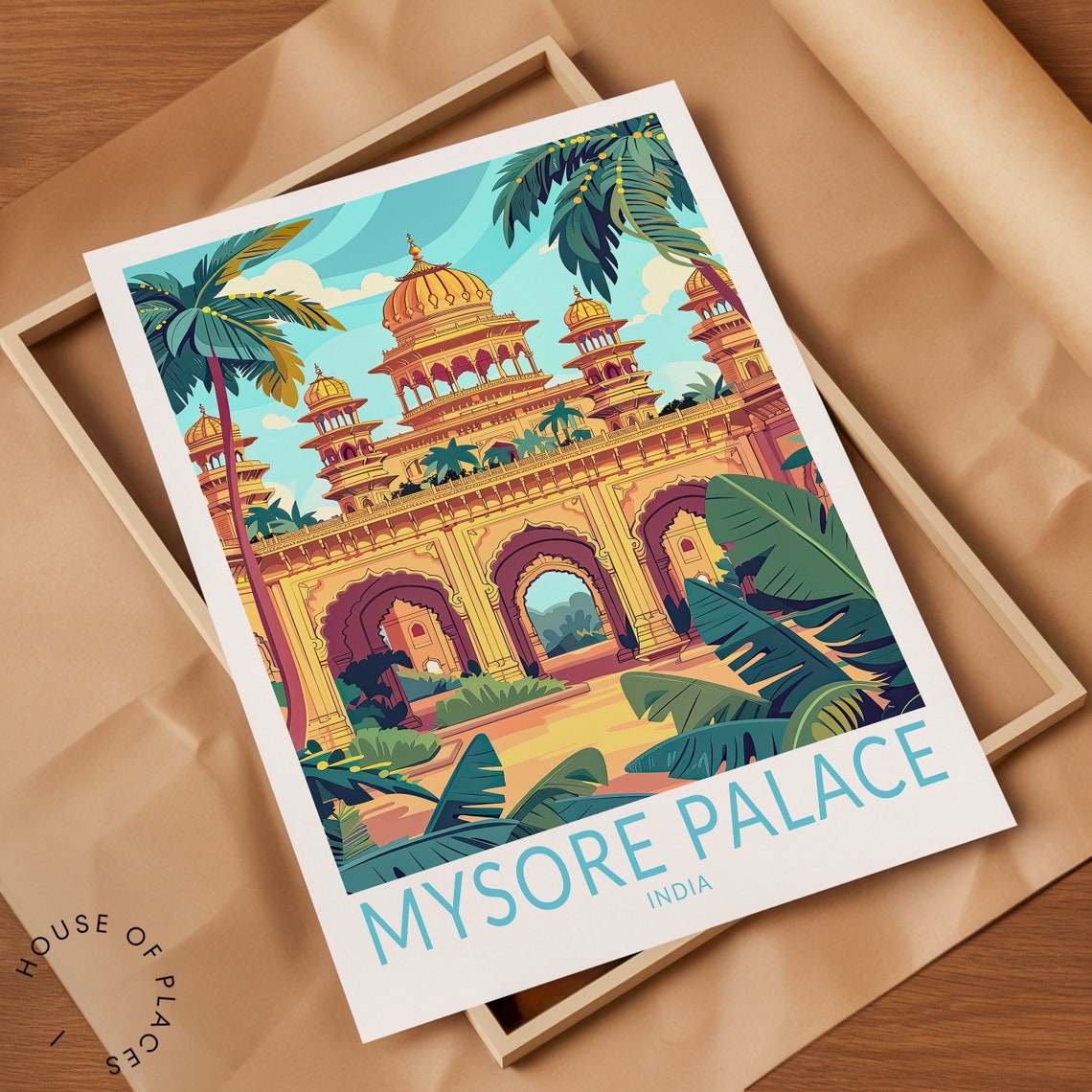 Mysore Palace India Grand Gateway Arches Retro Travel Poster - Image 2