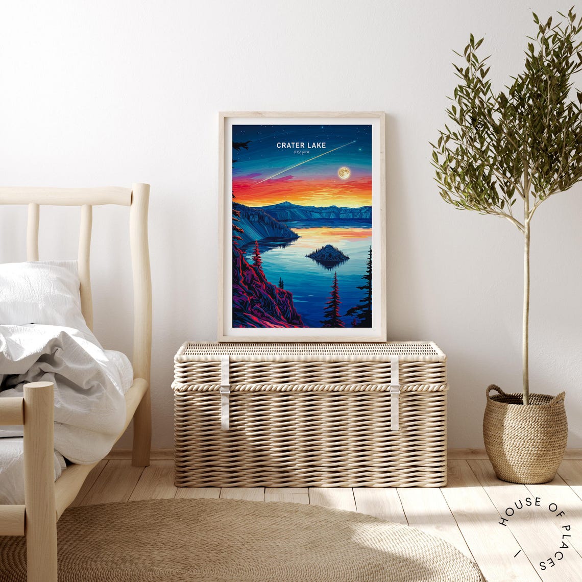 Crater Lake Travel Poster Crater Lake Oregon Travel Wall Art Crater Lake Print Oregon Poster Wedding Present Birthday Gifts - Image 4