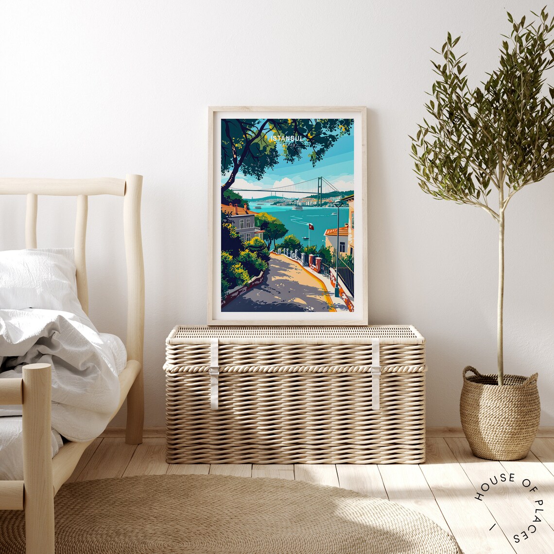 Istanbul Turkey Bosphorus Bridge Hillside Street Summer Travel Poster - Image 3