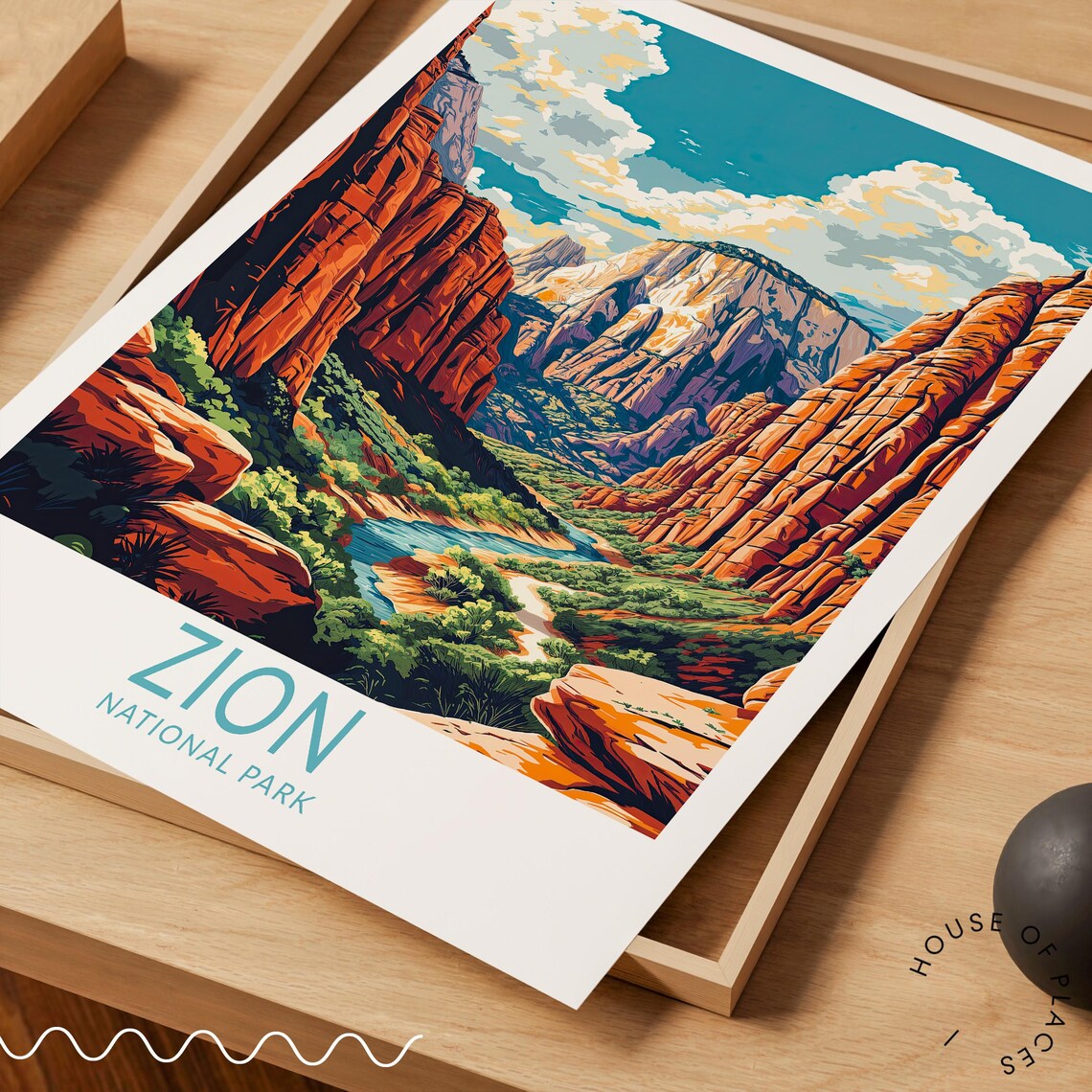 Zion National Park Travel Poster, Utah Landscape - Image 3