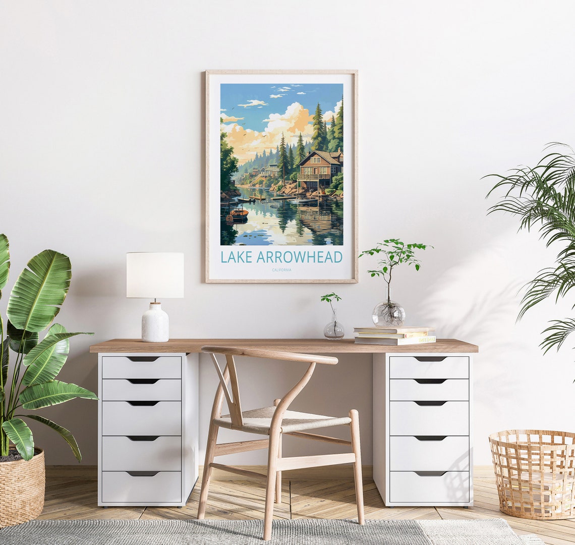 Lake Arrowhead Travel Poster Lake Arrowhead California Wall Art California Travel Home Decor Wall Art City Travel Poster Gifts - Image 2