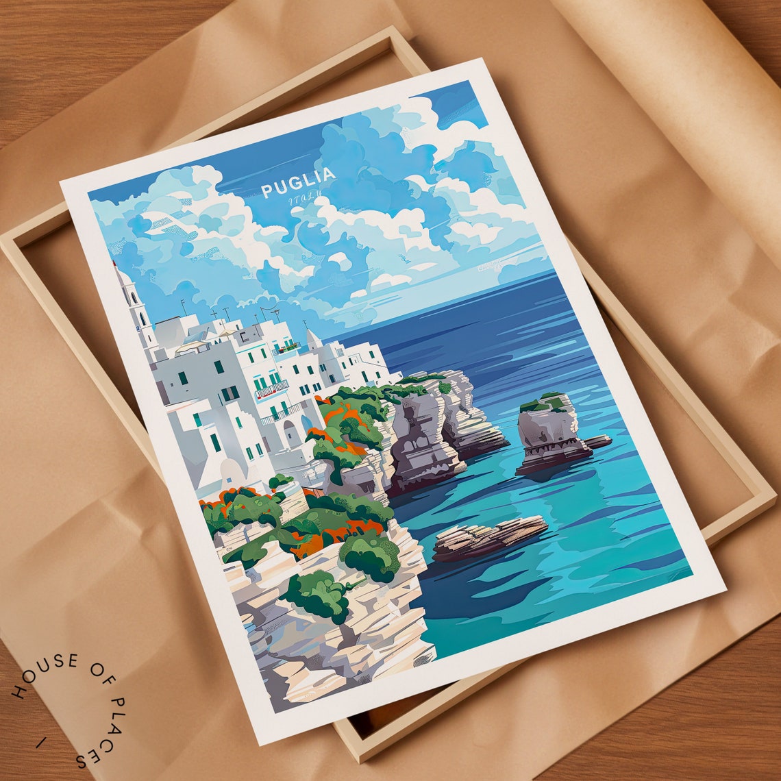 Puglia Italy Print Italy City Poster Puglia Italy Wall Art Italy Coast Poster Travel Poster Wedding Gifts Personalised Present - Image 2