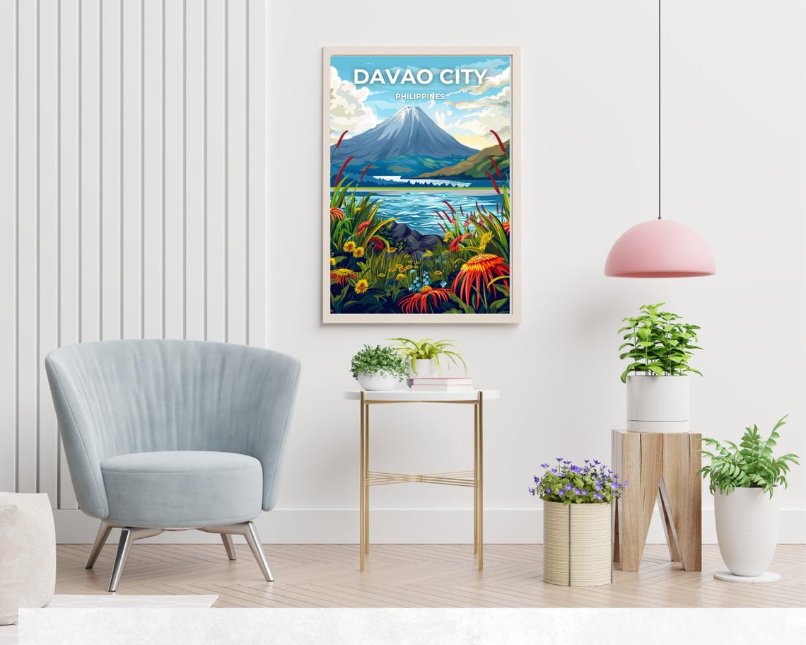 Davao City Philippines Mount Apo Tropical Flowers Lake View Poster - Image 2