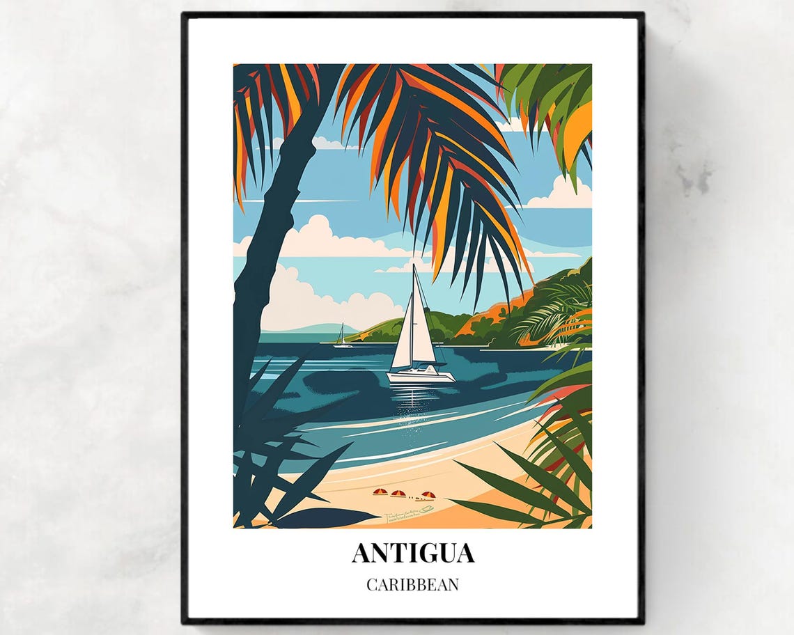 Antigua Caribbean Travel Print Wall Art Antigua Caribbean City Print Antigua Caribbean Travel Gift Antigua Caribbean Poster