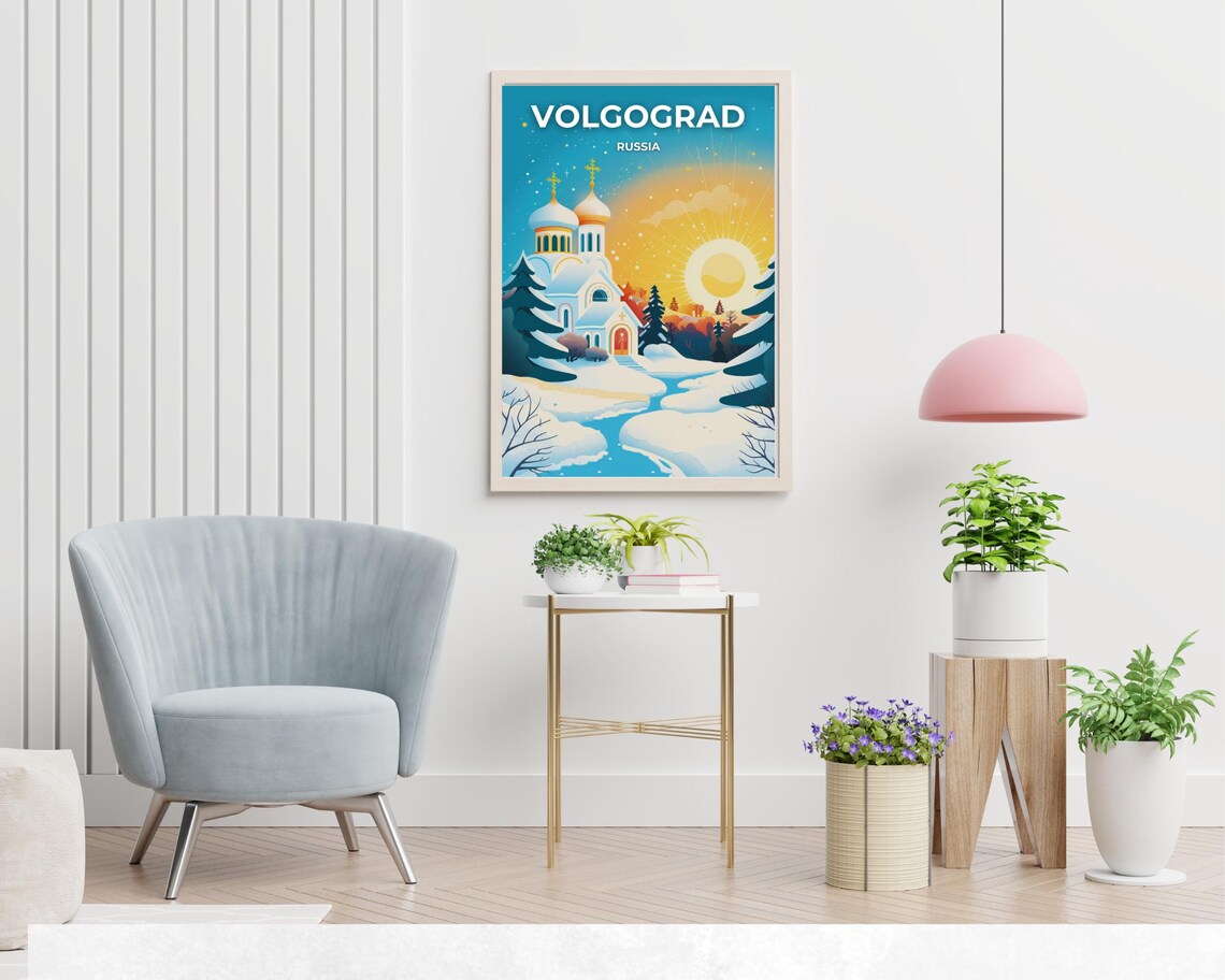 Volgograd Russia Orthodox Church Winter Snow Sunrise Travel Poster - Image 2