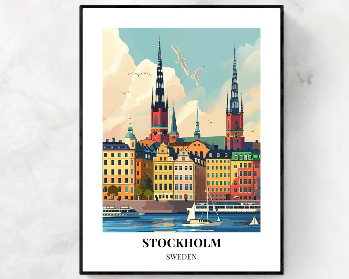 Stockholm City Print Stockholm Travel Poster Sweden Travel Gift Stockholm Sweden Poster Stockholm Gift