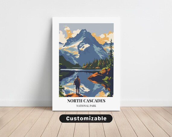 North Cascades National Park Hiker At Alpine Lake Travel Poster