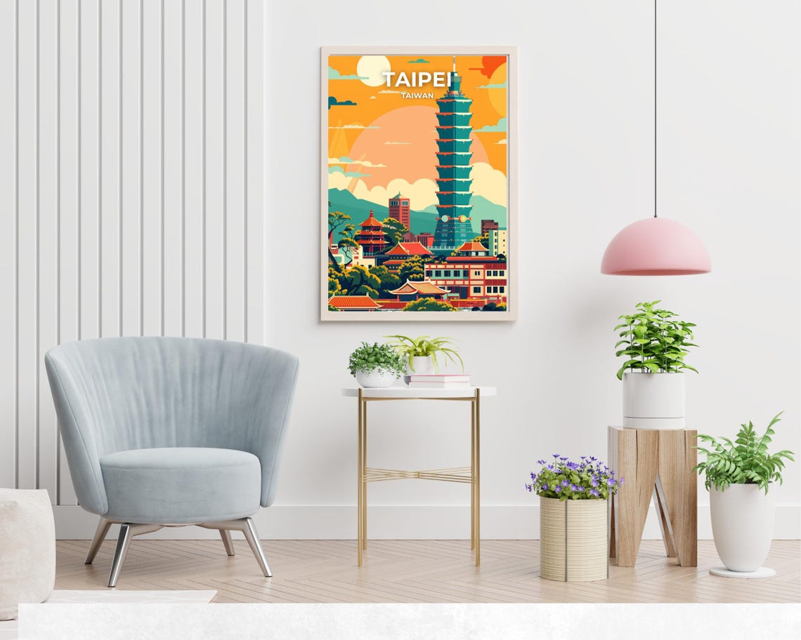 Taipei Taiwan Taipei 101 Tower Skyline Vivid Sunset Travel Poster - Image 2