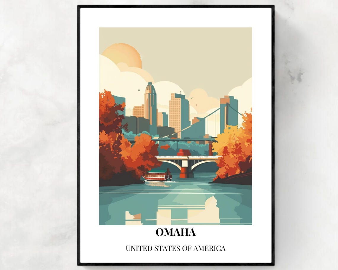 Omaha United States Travel Print Wall Art Omaha United States City Print Omaha United States Travel Gift Omaha United States Poster