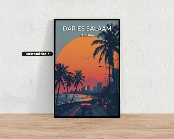 Dar Es Salaam Tanzania Travel Poster Custom Wall Art
