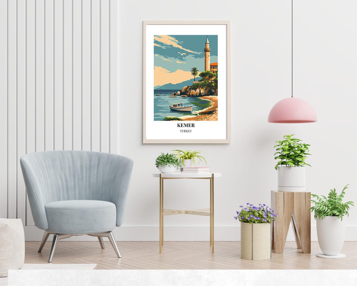 Kemer Travel Print Wall Art Kemer Turkey City Print Kemer Travel Gift Kemer City Poster Travel Gift Wedding Gift - Image 2