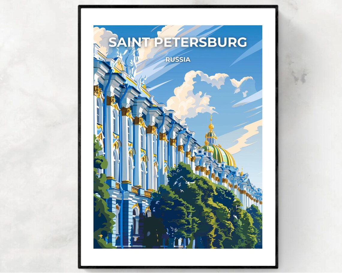 Saint Petersburg Russia Hermitage Palace Vintage Travel Poster