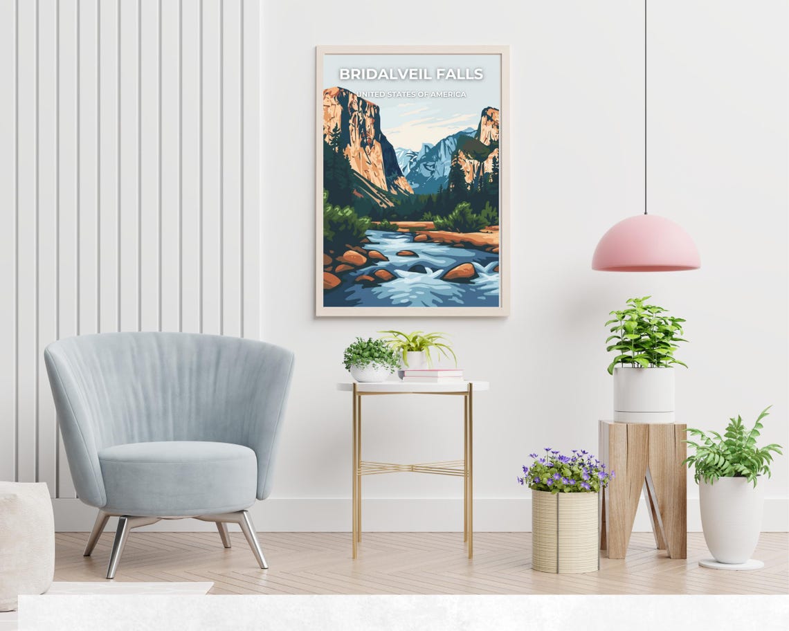 Bridalveil Falls Travel Print Wall Art Bridalveil Falls California City Print Bridalveil Falls Travel Gift Bridalveil Falls City Poster - Image 2