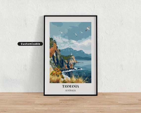 Tasmania Australia Travel Poster Custom Wall Art