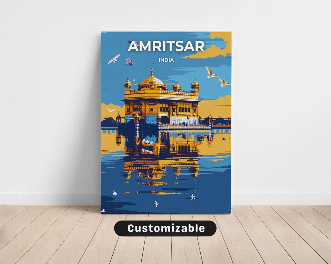 Amritsar India Holy Golden Temple Sacred Landmark Travel Poster