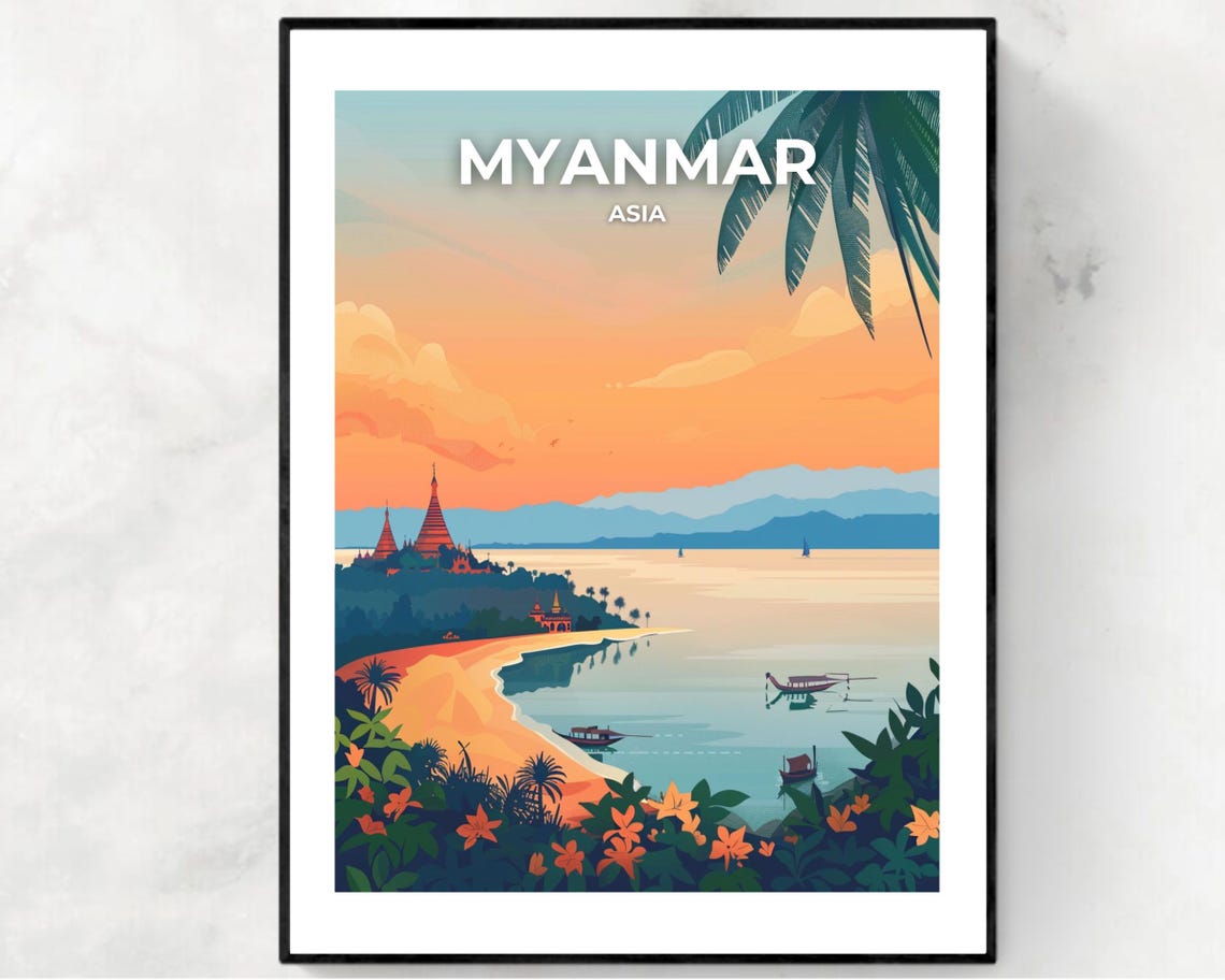 Myanmar Asia Travel Print Wall Art Myanmar Asia City Print Myanmar Asia Travel Gift Myanmar Asia Poster Wall Art
