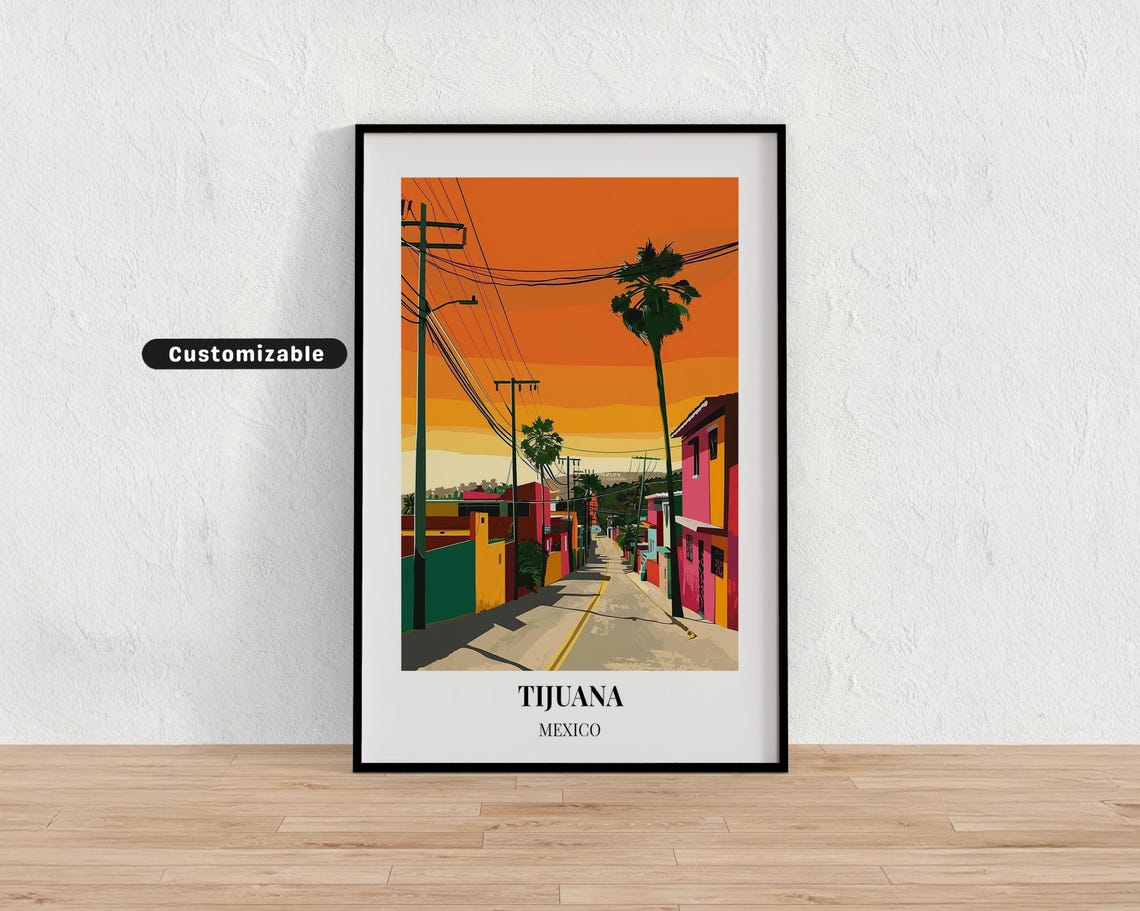 Tijuana Mexico Travel Poster Custom Wall Art
