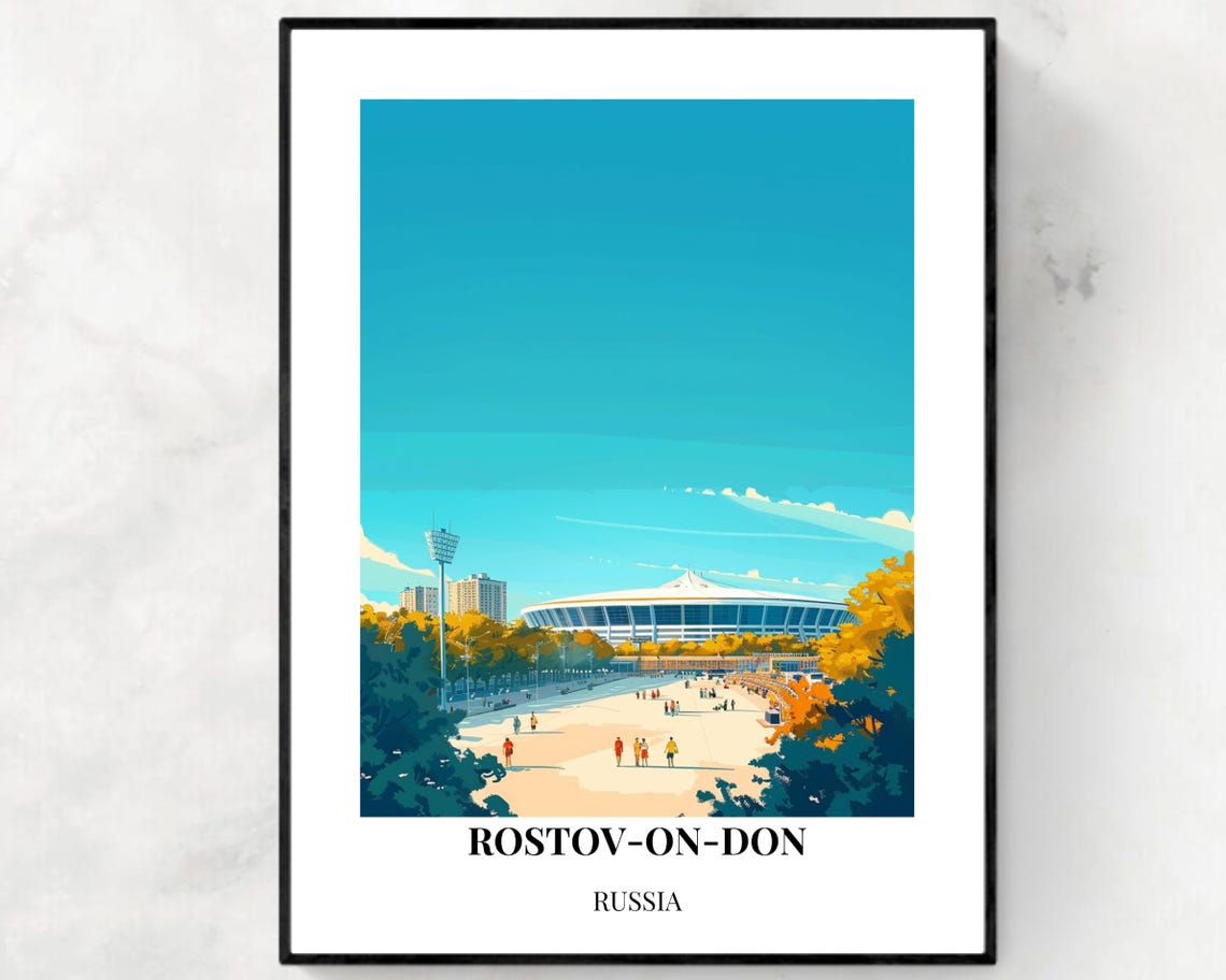 Rostov-On-Don Russia Stadium Autumn Trees Park Travel Poster