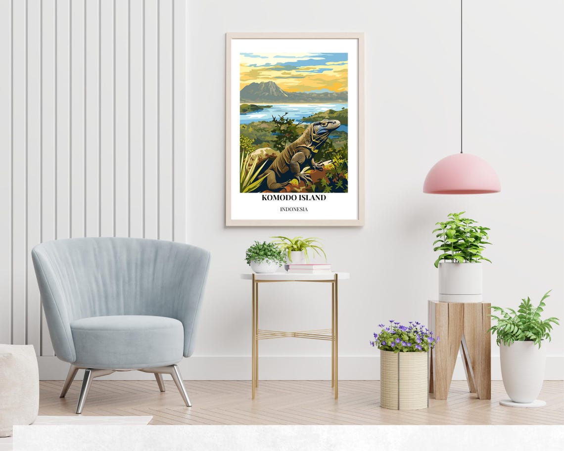 Komodo Island Indonesia Komodo Dragon Wildlife Travel Poster - Image 2