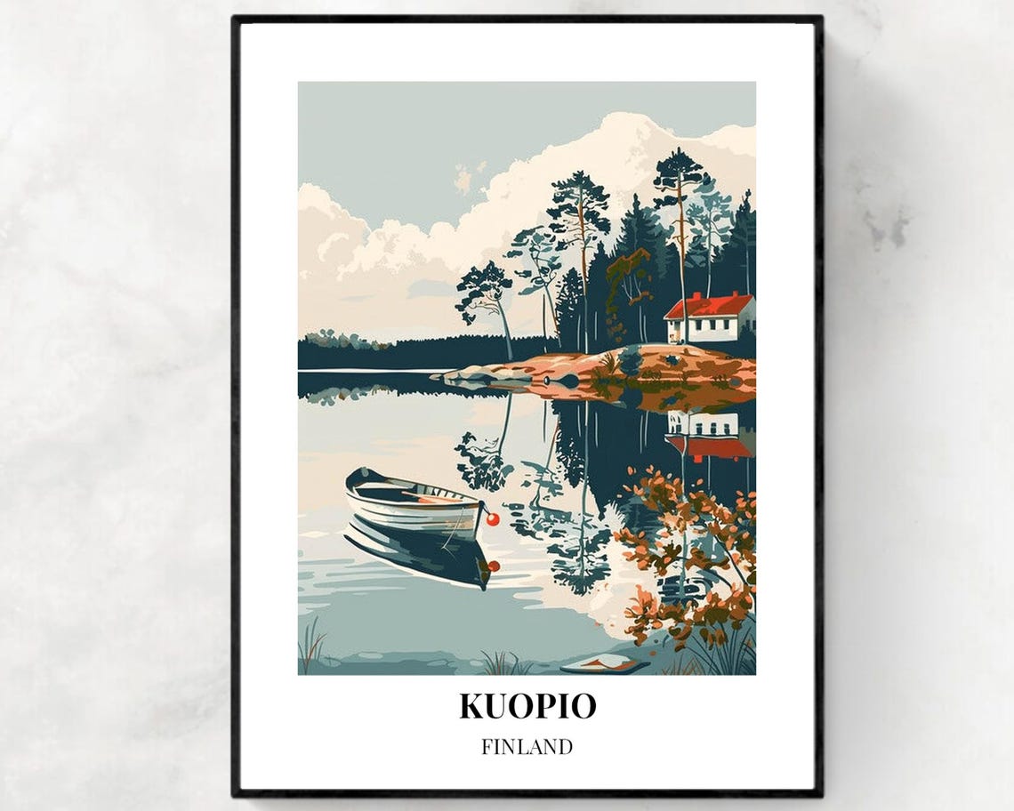 Kuopio Travel Print Wall Art Kuopio Finland City Print Puijo Tower Travel Gift Puijo Tower Poster Travel Gift