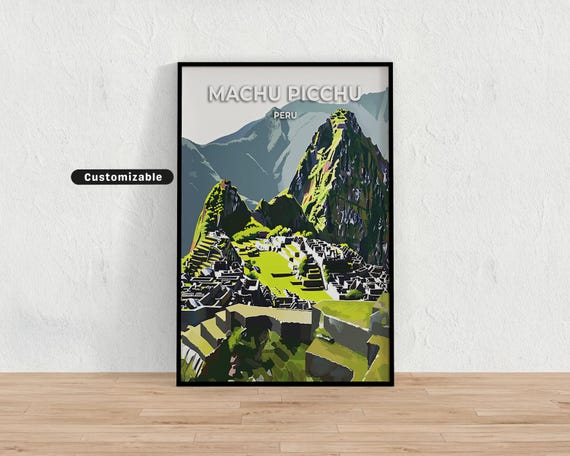 Machu Picchu Peru Travel Poster Custom Wall Art