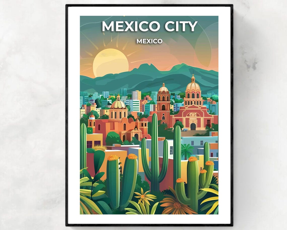 Mexico City Travel Print Wall Art Mexico City Mexico City Print Mexico City Travel Gift Mexico City City Poster