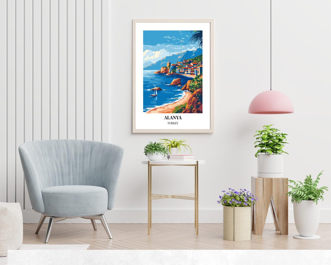 Alanya Turkey Historic Castle Old Town Sailboat Harbor Poster - Image 2