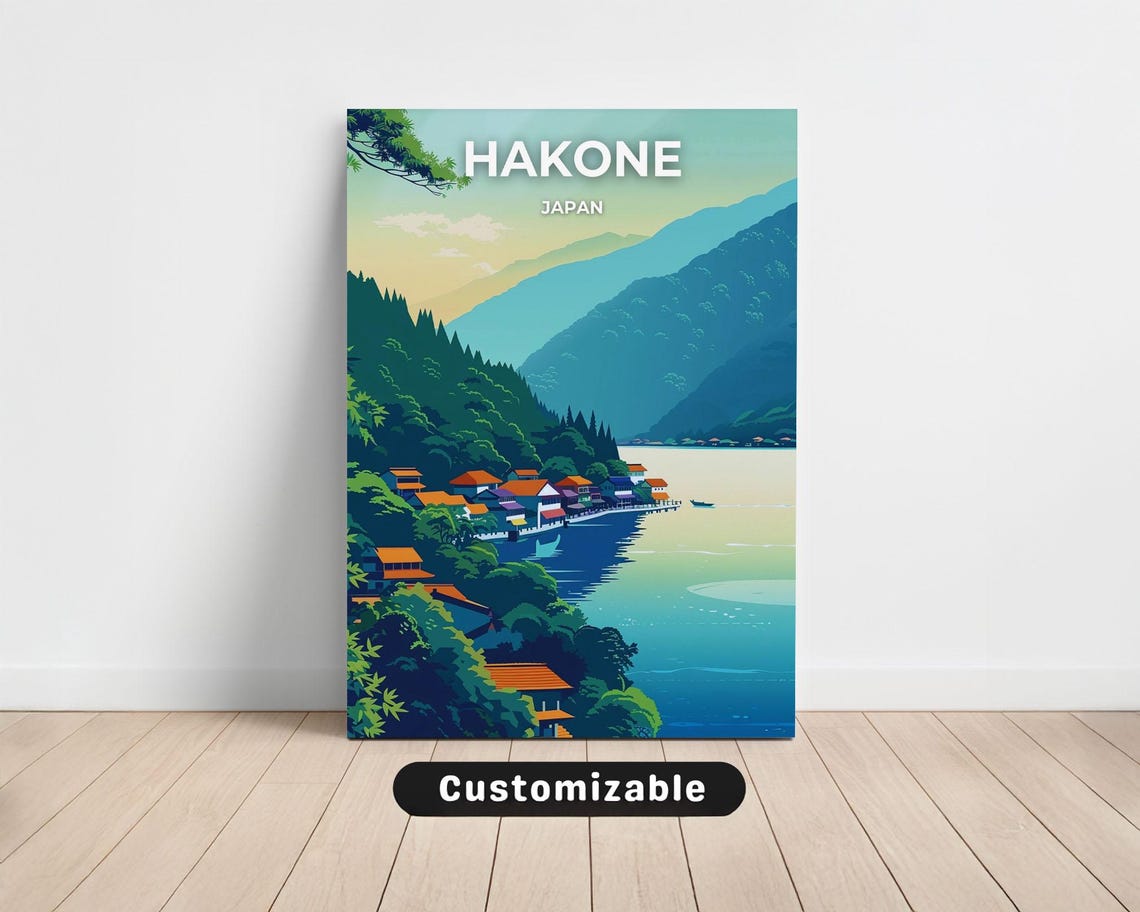 Hakone Japan Lakeside Village Mountain Travel Custom Poster Art