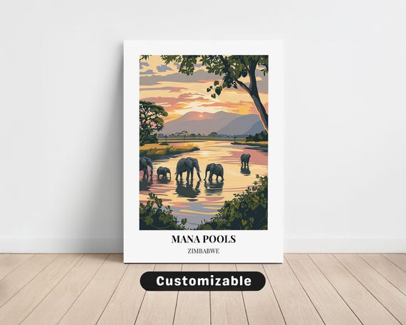 Mana Pools Zimbabwe Travel Canvas Poster Custom Wall Art