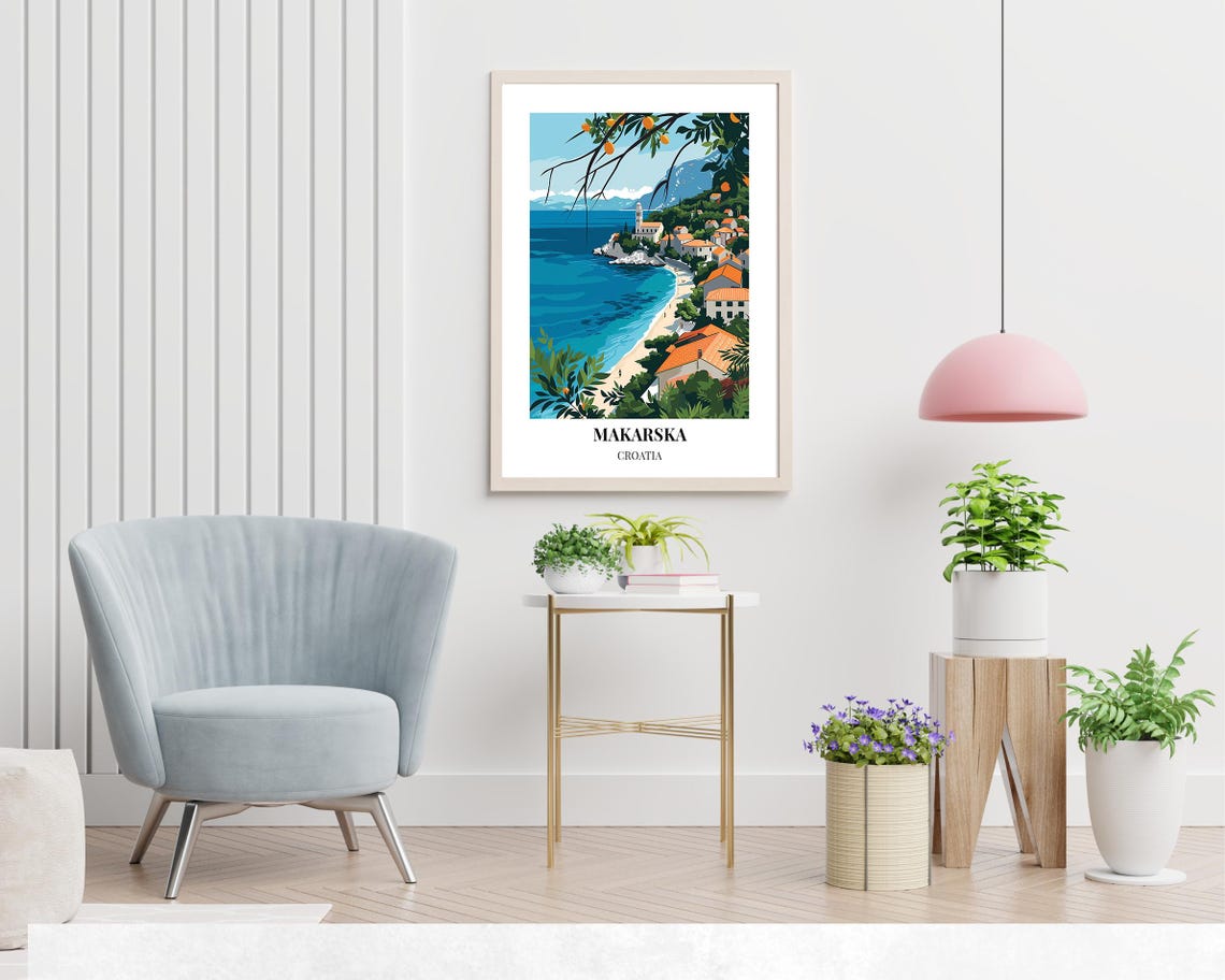 Makarska Riviera Travel Print Wall Art Makarska Croatia City Print Makarska Riviera Travel Gift Makarska Riviera Poster Travel Gift - Image 2