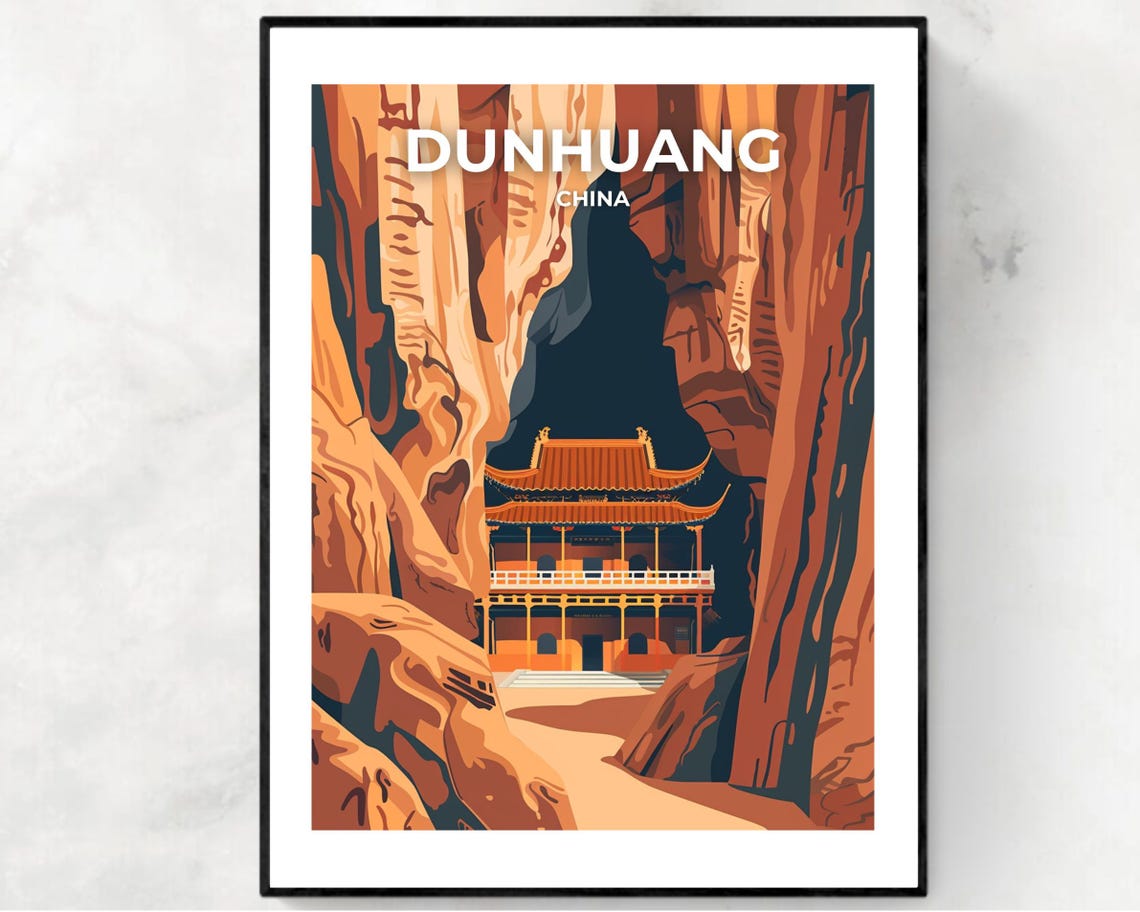 Mogao Caves Travel Print Wall Art Dunhuang China City Print Mogao Caves Travel Gift Mogao Caves Poster Travel Gift