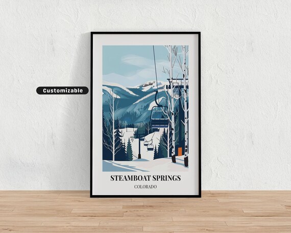 Steamboat Springs Colorado Winter Chairlift Ski Travel Poster