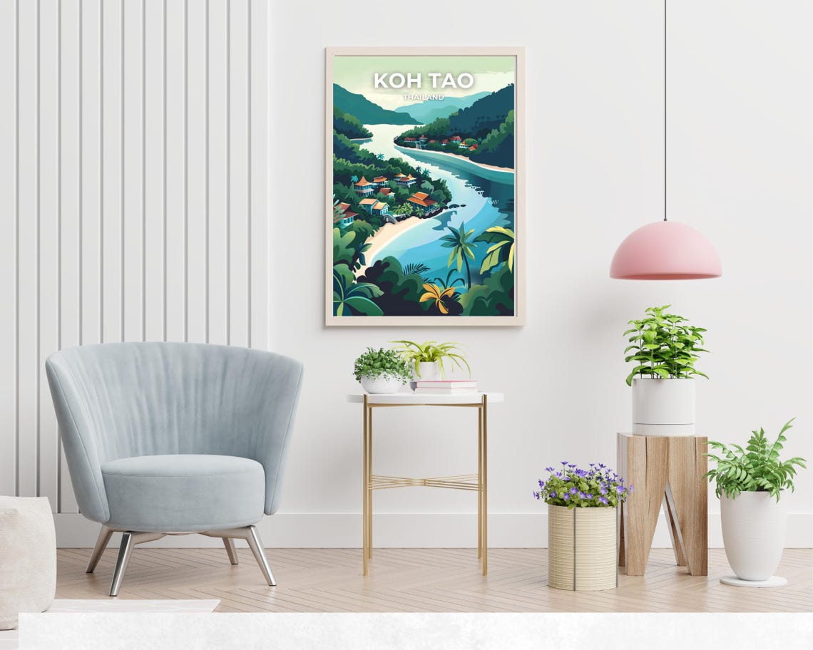 Koh Nang Yuan Travel Print Wall Art Koh Tao Thailand City Print Koh Nang Yuan Travel Gift Koh Nang Yuan Poster - Image 2