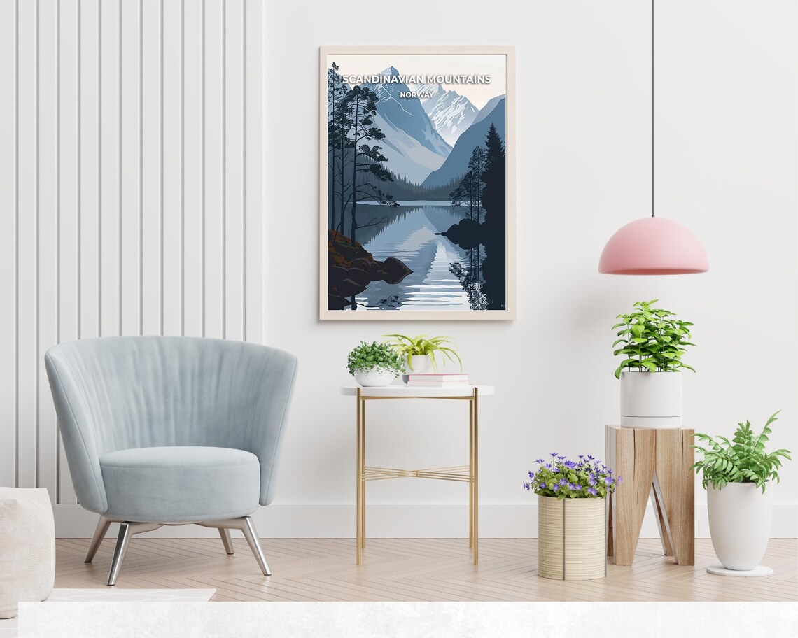 Norway Scandinavian Mountains Mirror Lake And Snowy Peaks Poster - Image 2