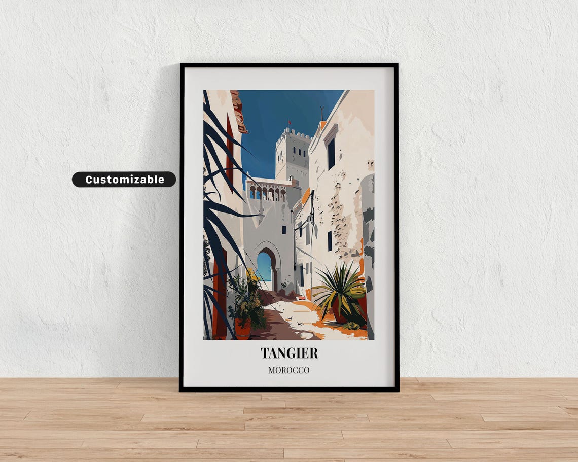 Tangier Morocco Whitewashed Medina Alley Vintage Travel Poster