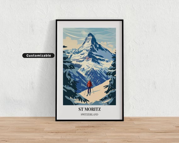 St Moritz Switzerland Travel Poster Custom Wall Art