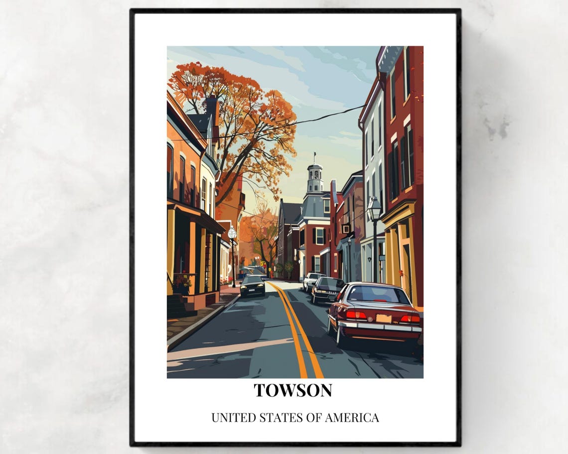 Towson Travel Print Wall Art Towson United States City Print Towson Travel Gift Towson City Poster Travel Gift