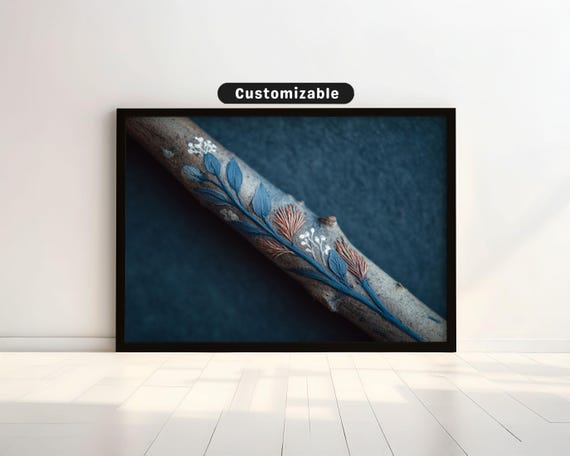 Dried Plant Stem Painted In Chalk Style Botanical Wall Art Neutral Minimal Print