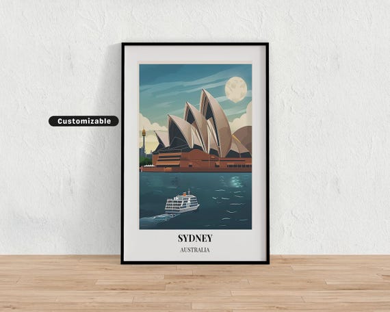 Sydney Australia Travel Poster Custom Wall Art