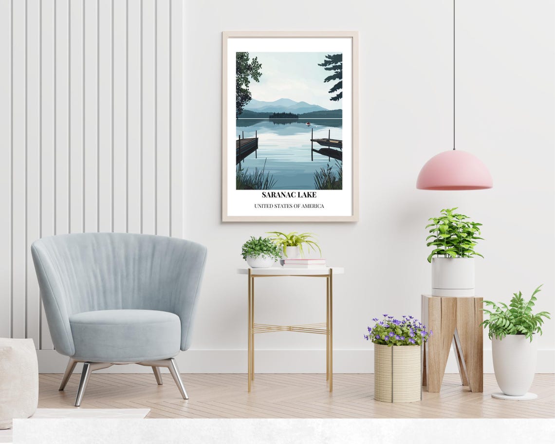 Saranac Lake New York Travel Print Wall Art Saranac Lake New York City Print Saranac Lake New York Travel Gift Saranac Lake Wall Art