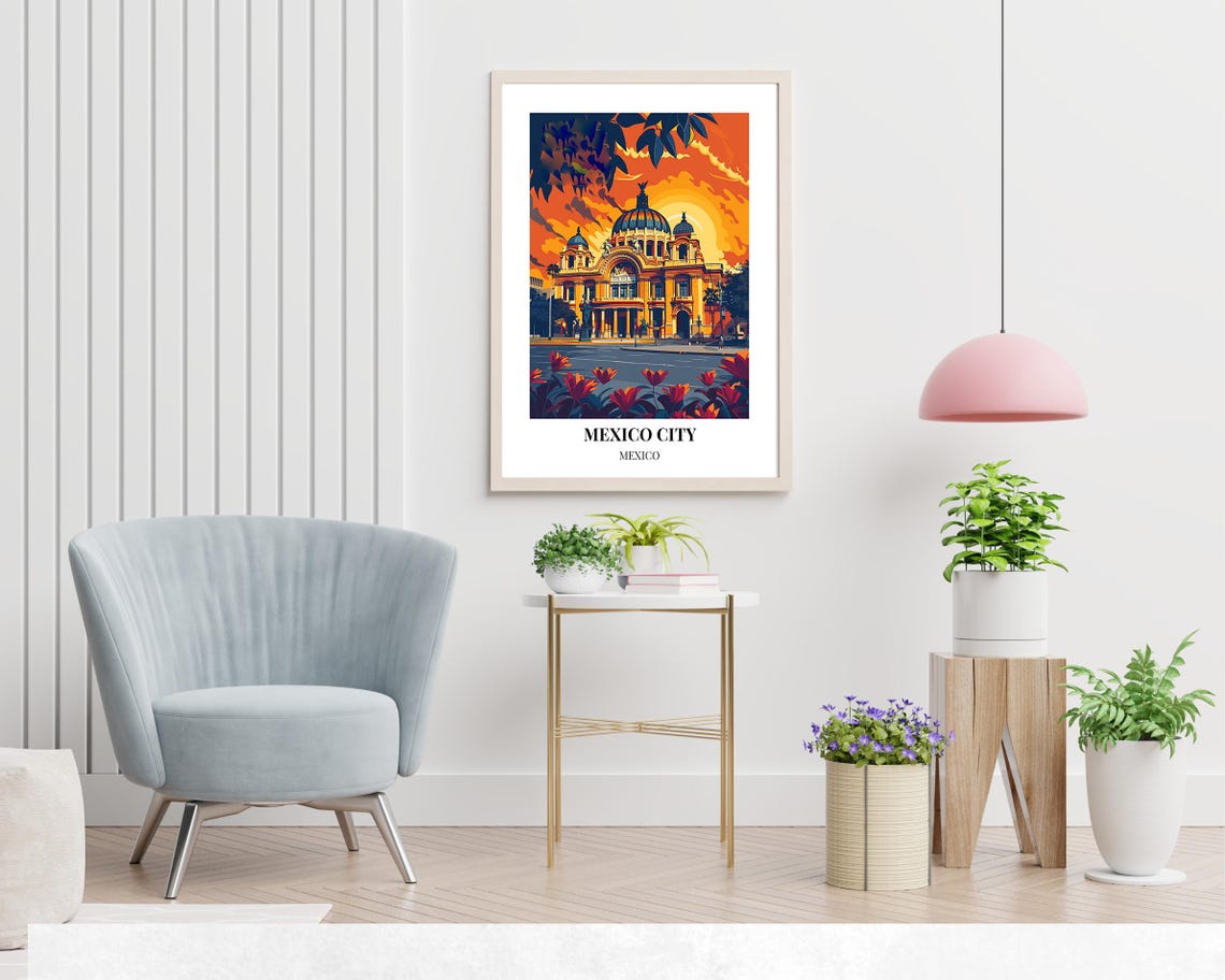 Mexico City Palacio de Bellas Artes Fiery Sunset Bloom Poster - Image 2