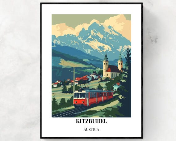 Kitzbuhel Travel Print Kitzbuhel Ski Poster Austria Ski Poster Kitzbuhel Ski Resort Print