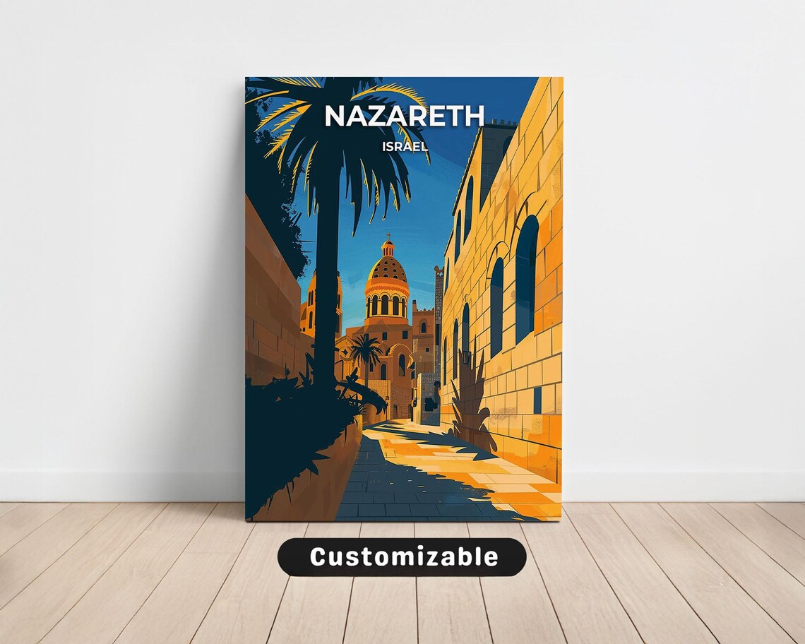 Nazareth Israel Old City Alley Golden Light Travel Destination Poster