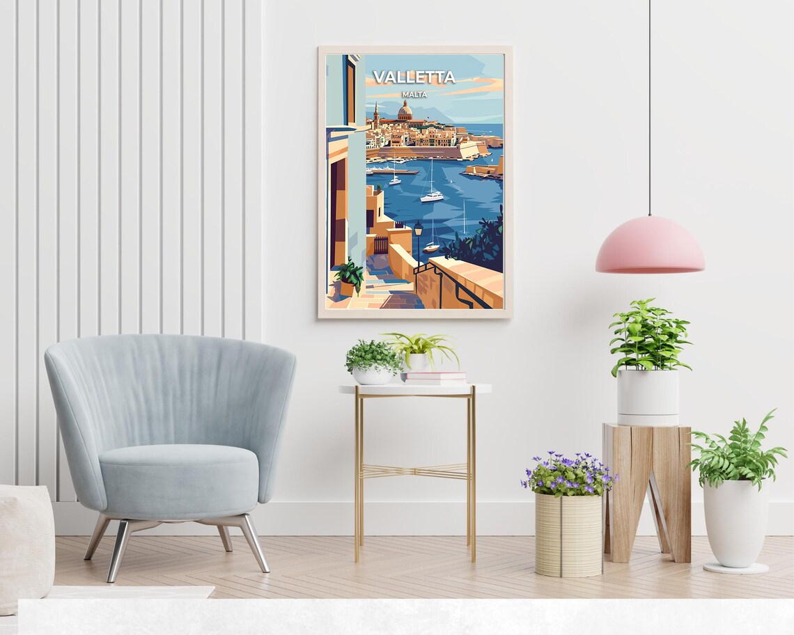 Valletta Malta Grand Harbour Sailing Boats Vintage Travel Poster - Image 2