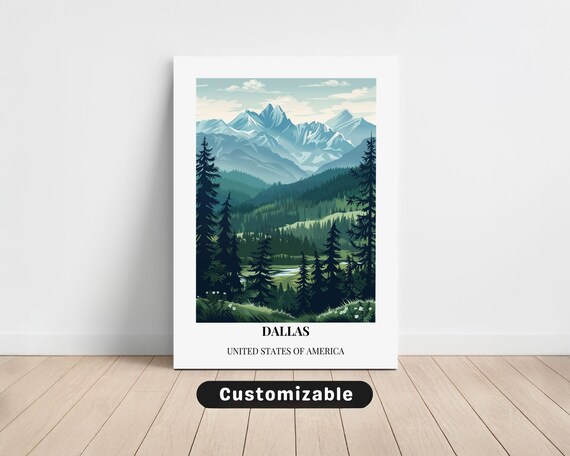 Dallas United States of America Mountain Landscape Travel Poster